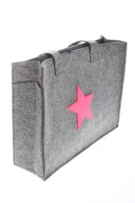 Filztasche "Star" grau/pink 