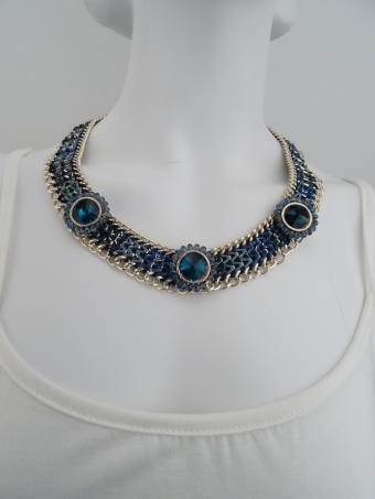 Halskette / Cleopatra Stil blau/gold 