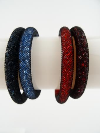 Kristall Wickelarmband blau oder rot 